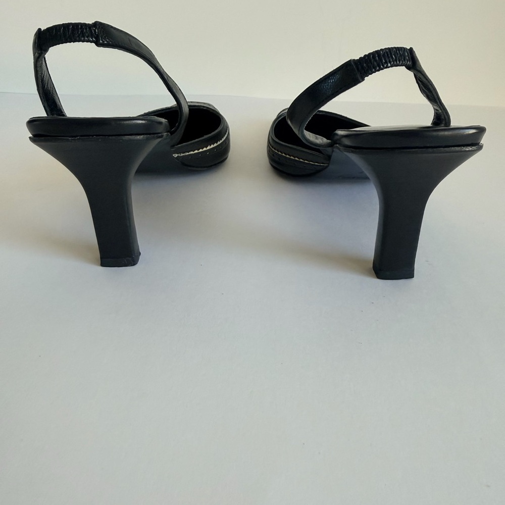 Coach Black Leather Slingback Kitten Heels Size 7 Square Toe - Picture 5 of 8